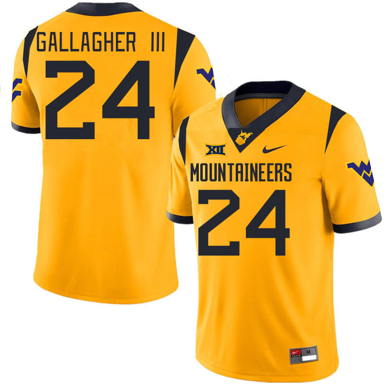 Men #24 Rodney Gallagher III West Virginia Mountaineers College 2024 New Uniforms Football Jerseys S